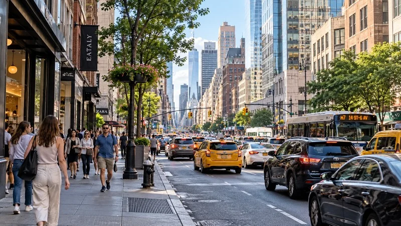 Busy city traffic and everyday urban noise