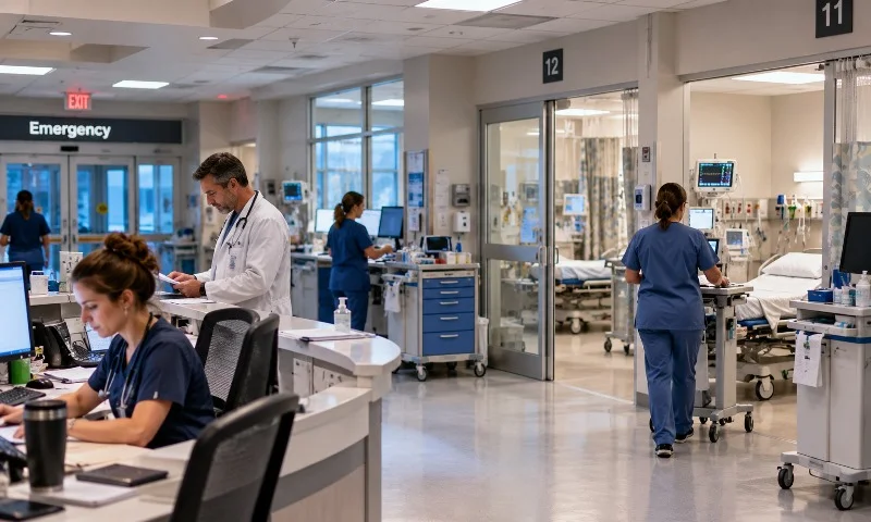 Quiet hospital emergency department during a calm shift