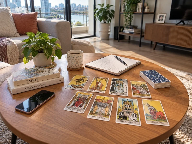 Major Arcana Tarot cards spread on a table