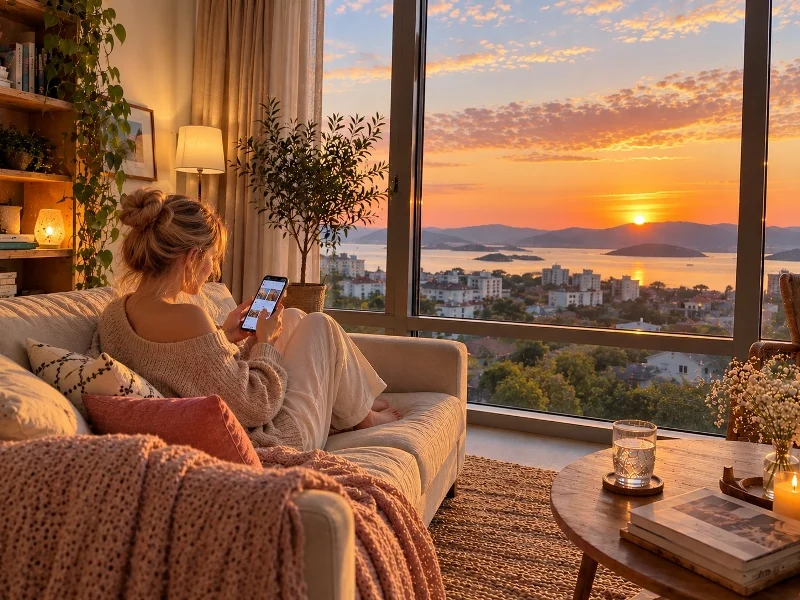 Woman exploring an online love spell service on her phone