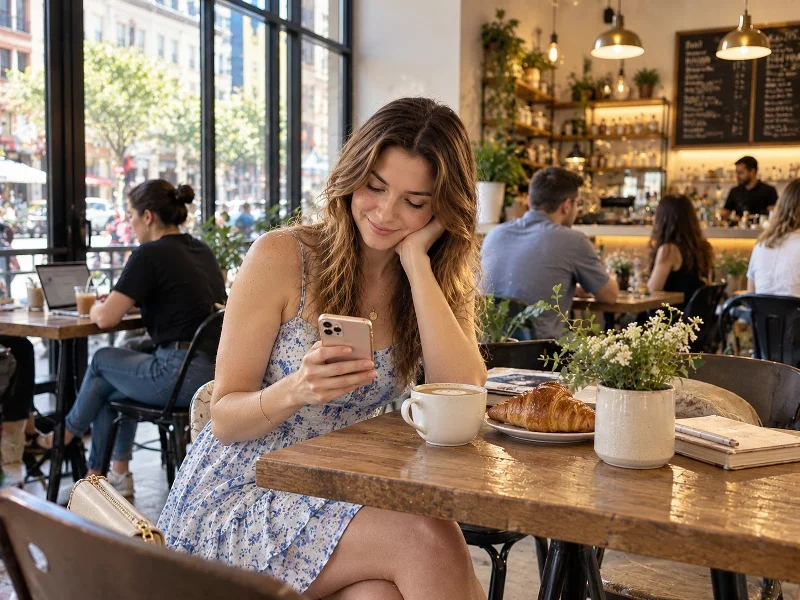 Woman receiving a message from someone she cares about after a love ritual